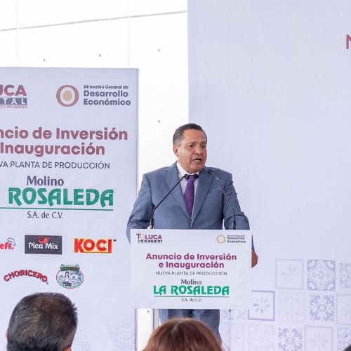 Directivos de Molino La Rosaleda y autoridades municipales destacaron el impacto económico y social de la nueva planta en Toluca.